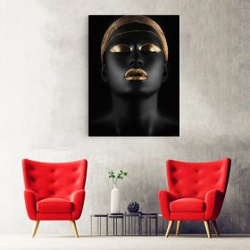 Machiaj auriu modern tablou portret - Material produs:: Tablou canvas pe panza CU RAMA, Dimensiunea:: 50x70 cm