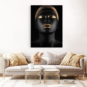 Machiaj auriu modern tablou portret - Material produs:: Tablou canvas pe panza CU RAMA, Dimensiunea:: 50x70 cm