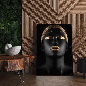Machiaj auriu modern tablou portret - Material produs:: Tablou canvas pe panza CU RAMA, Dimensiunea:: 50x70 cm