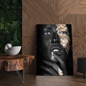 Machiaj auriu tablou portret - Material produs:: Tablou canvas pe panza CU RAMA, Dimensiunea:: 50x70 cm