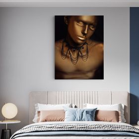 Machiaj auriu tablou portret femeie - Material produs:: Tablou canvas pe panza CU RAMA, Dimensiunea:: 80x120 cm