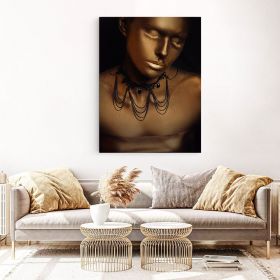 Machiaj auriu tablou portret femeie - Material produs:: Poster pe hartie FARA RAMA, Dimensiunea:: 60x90 cm