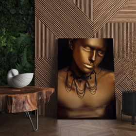 Machiaj auriu tablou portret femeie - Material produs:: Tablou canvas pe panza CU RAMA, Dimensiunea:: 80x120 cm