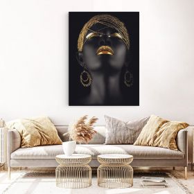 Machiaj auriu tablou portret femeie - Material produs:: Tablou canvas pe panza CU RAMA, Dimensiunea:: 60x80 cm