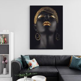 Machiaj auriu tablou portret femeie - Material produs:: Tablou canvas pe panza CU RAMA, Dimensiunea:: 60x80 cm