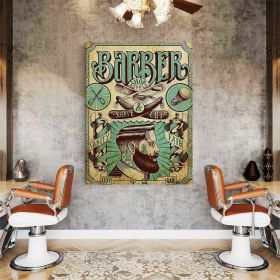 Barber Shop Tablou Shave&#038;Cut Vintage - Material produs:: Tablou canvas pe panza CU RAMA, Dimensiunea:: 50x70 cm