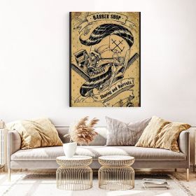 Barber Shop Tablou Vintage - Material produs:: Tablou canvas pe panza CU RAMA, Dimensiunea:: 30x40 cm