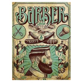 Barber Shop Tablou Shave&#038;Cut Vintage - Material produs:: Tablou canvas pe panza CU RAMA, Dimensiunea:: 80x120 cm