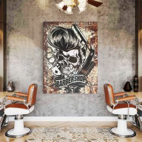 Barber Shop Tablou Craniu Vintage - Material produs:: Tablou canvas pe panza CU RAMA, Dimensiunea:: 30x40 cm
