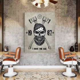 Barber Shop Tablou Craniu Vintage - Material produs:: Tablou canvas pe panza CU RAMA, Dimensiunea:: 60x90 cm