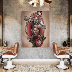 Barber Shop Tablou Shave&#038;Cut Vintage - Material produs:: Tablou canvas pe panza CU RAMA, Dimensiunea:: 70x100 cm