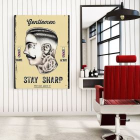 Barber Shop Tablou Stay Sharp - Material produs:: Tablou canvas pe panza CU RAMA, Dimensiunea:: 80x120 cm