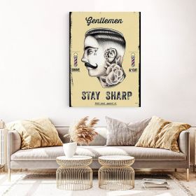 Barber Shop Tablou Stay Sharp - Material produs:: Tablou canvas pe panza CU RAMA, Dimensiunea:: 50x70 cm