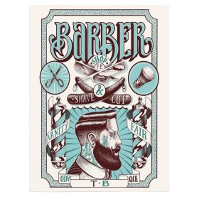 Barber Shop Tablou Shave&#038;Cut Vintage - Material produs:: Tablou canvas pe panza CU RAMA, Dimensiunea:: 40x60 cm