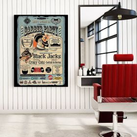 Tablou Barber Shop Party vintage - Material produs:: Tablou canvas pe panza CU RAMA, Dimensiunea:: 80x120 cm