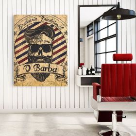 Barber Shop Tablou Vintage - Material produs:: Tablou canvas pe panza CU RAMA, Dimensiunea:: 80x120 cm
