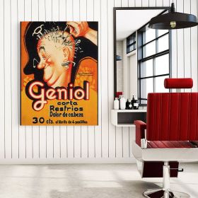 Tablou Vintage Barber Shop Geniol - Material produs:: Tablou canvas pe panza CU RAMA, Dimensiunea:: 80x120 cm