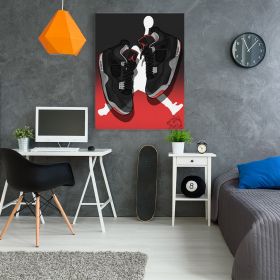 Jordan 4 negru tablou - Material produs:: Tablou canvas pe panza CU RAMA, Dimensiunea:: 50x70 cm