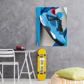 Jordan 4 tablou blue - Material produs:: Tablou canvas pe panza CU RAMA, Dimensiunea:: 60x90 cm