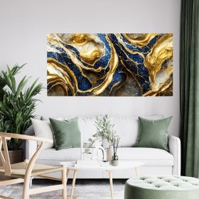 Tablou abstract imitatie marmura, auriu, albastru 1855 - Material produs:: Poster pe hartie FARA RAMA, Dimensiunea:: 60x120 cm