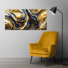 Tablou abstract imitatie marmura, auriu, albastru 1855 - Material produs:: Poster pe hartie FARA RAMA, Dimensiunea:: 60x120 cm