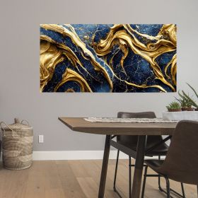 Tablou abstract imitatie marmura, auriu, albastru 1856 - Material produs:: Tablou canvas pe panza CU RAMA, Dimensiunea:: 70x140 cm