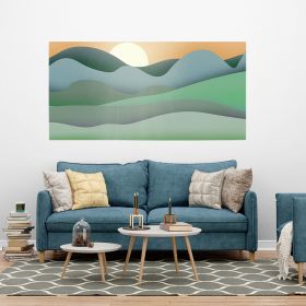 Tablou Boho peisaj minimalist verde crem 1765 - Material produs:: Poster pe hartie FARA RAMA, Dimensiunea:: 70x140 cm