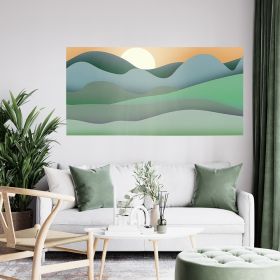 Tablou Boho peisaj minimalist verde crem 1765 - Material produs:: Tablou canvas pe panza CU RAMA, Dimensiunea:: 60x120 cm