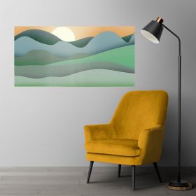 Tablou Boho peisaj minimalist verde crem 1765 - Material produs:: Tablou canvas pe panza CU RAMA, Dimensiunea:: 60x120 cm