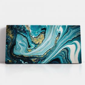 Tablou abstract imitatie marmura auriu albastru 1766 - Material produs:: Tablou canvas pe panza CU RAMA, Dimensiunea:: 30x60 cm