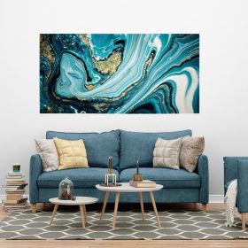 Tablou abstract imitatie marmura auriu albastru 1766 - Material produs:: Tablou canvas pe panza CU RAMA, Dimensiunea:: 60x120 cm