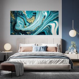 Tablou abstract imitatie marmura auriu albastru 1766 - Material produs:: Tablou canvas pe panza CU RAMA, Dimensiunea:: 60x120 cm