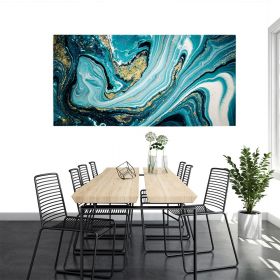 Tablou abstract imitatie marmura auriu albastru 1766 - Material produs:: Tablou canvas pe panza CU RAMA, Dimensiunea:: 60x120 cm