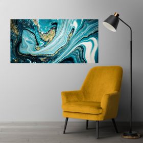 Tablou abstract imitatie marmura auriu albastru 1766 - Material produs:: Tablou canvas pe panza CU RAMA, Dimensiunea:: 60x120 cm