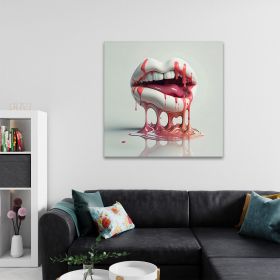 Tablou 3D buze gura topindu-se roz, alb 1630 - Material produs:: Tablou canvas pe panza CU RAMA, Dimensiunea:: 40x40 cm