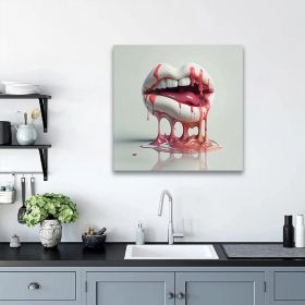 Tablou 3D buze gura topindu-se roz, alb 1630 - Material produs:: Tablou canvas pe panza CU RAMA, Dimensiunea:: 40x40 cm