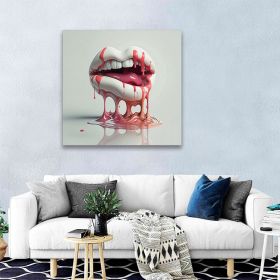Tablou 3D buze gura topindu-se roz, alb 1630 - Material produs:: Tablou canvas pe panza CU RAMA, Dimensiunea:: 40x40 cm