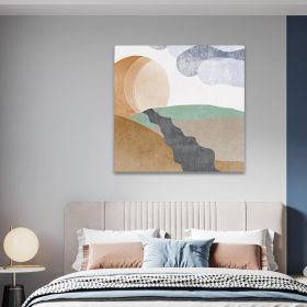Tablou Boho minimalist forme abstracte, maro, verde 1453 - Material produs:: Poster pe hartie FARA RAMA, Dimensiunea:: 100x100 cm