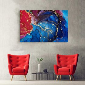 Tablou abstract imitatie marmura, albastru, rosu 1418 - Material produs:: Tablou canvas pe panza CU RAMA, Dimensiunea:: 60x90 cm