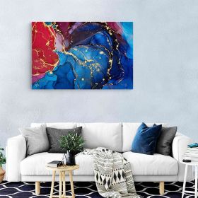Tablou abstract imitatie marmura, albastru, rosu 1418 - Material produs:: Tablou canvas pe panza CU RAMA, Dimensiunea:: 60x90 cm