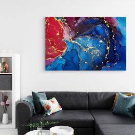 Tablou abstract imitatie marmura, albastru, rosu 1418 - Material produs:: Tablou canvas pe panza CU RAMA, Dimensiunea:: 60x90 cm