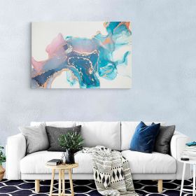 Tablou abstract imitatie marmura, albastru, auriu 1412 - Material produs:: Poster pe hartie FARA RAMA, Dimensiunea:: 80x120 cm