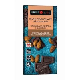 Ciocolata Neagra cu Migdale, fara zahar, 75 g