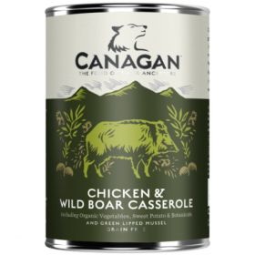 CANAGAN Chicken&Wild Boar Casserole, XS-XL, Pui și Mistreț, conservă hrană umedă fără cereale câini junior & adult, (în supă), 400g
