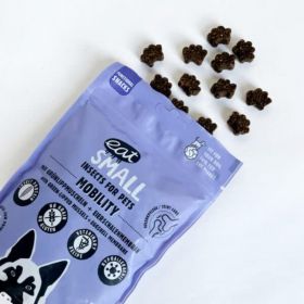 EAT SMALL Mobility Snack, XS-XL, Insecte, punguță, resigilabil recompense funcționale fără cereale câini, sistem articular, 125g