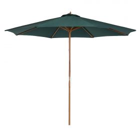 Outsunny Umbrelă de Grădină din Lemn pentru Balcon sau Terasă, Verde, φ3m, Rezistentă la Apă și UV | Aosom Romania