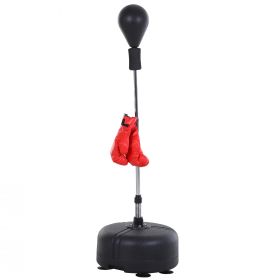 HOMCOM Punching Ball Sac de Box Sol cu Manusi Incluse Inaltime Reglabila