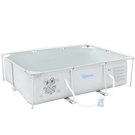 Outsunny Piscină de Grădină cu Filtru din Oțel/PVC 291x190x75cm Gri Spațioasă și Rezistentă Ideală pentru Relaxare în Familie | Aosom Romania