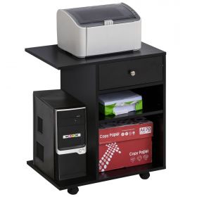 Vinsetto Mobilă pentru Imprimantă Negru din Lemn cu Sertar și 2 Etajere, Design Compact și Funcțional, 60x40x68.5 cm | Aosom Romania