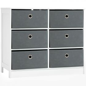 Dulap Textil HOMCOM cu 6 Sertare, Organizator pentru Haine, Design Compact, Alb și Gri, 72x35x62 cm | Aosom Romania